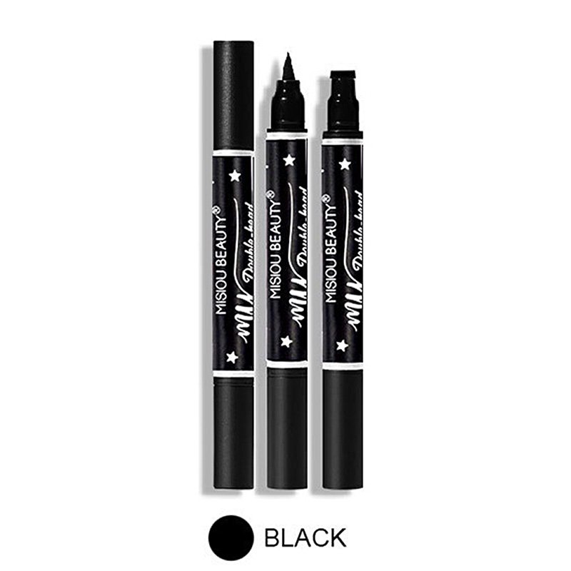 Double Head 2 In 1 Waterproof Waterproof Winged Eyeliner Stamp Silicone Super Thin Black Duel End Cosmetic Seal Eyeliner Pen