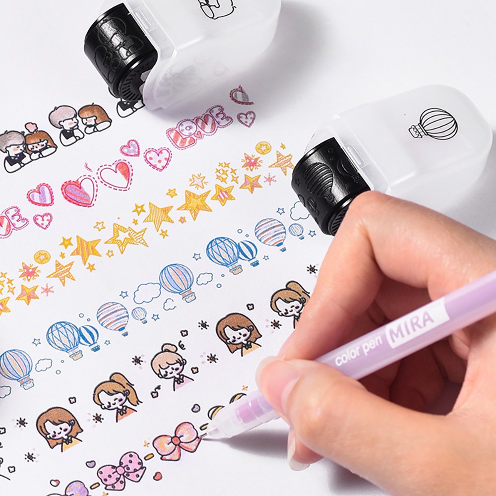 6 Styles Decorative Rolling Stamps New Lace Correction Pen DIY Dairy Roller Scrapbook Stamps Journal Planner Diary For Girls