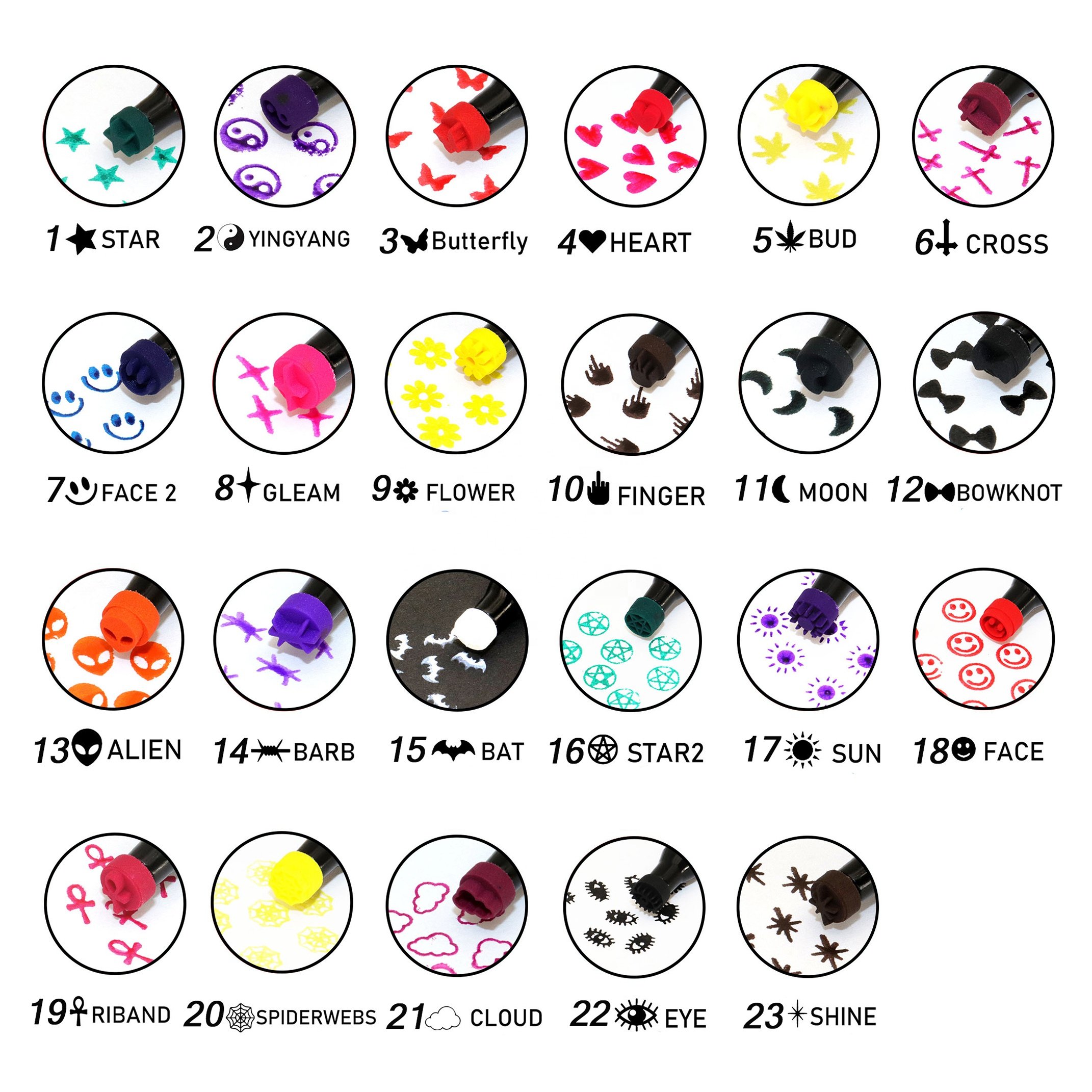 No Logo Multi-shape Double Head Winged Eyeliner Stamp Waterproof Colorful Liquid Eye Liner Stamp