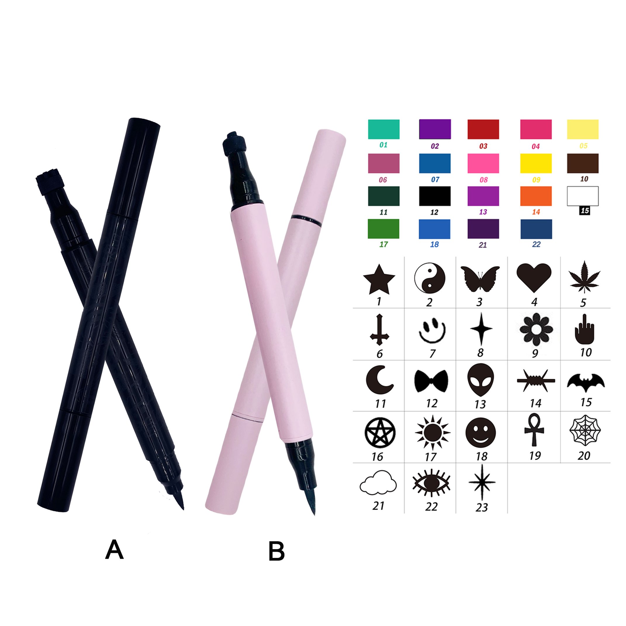 No Logo Multi-shape Double Head Winged Eyeliner Stamp Waterproof Colorful Liquid Eye Liner Stamp