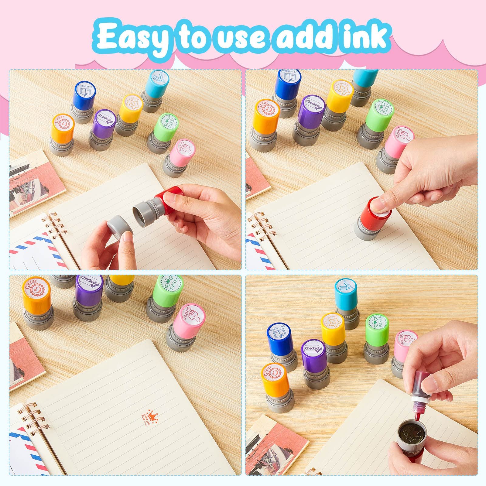 Sorted Teacher Stamps YQBOOM Self Inking Office Stationery Stamps Parent Signature for Homework Teacher Supplies