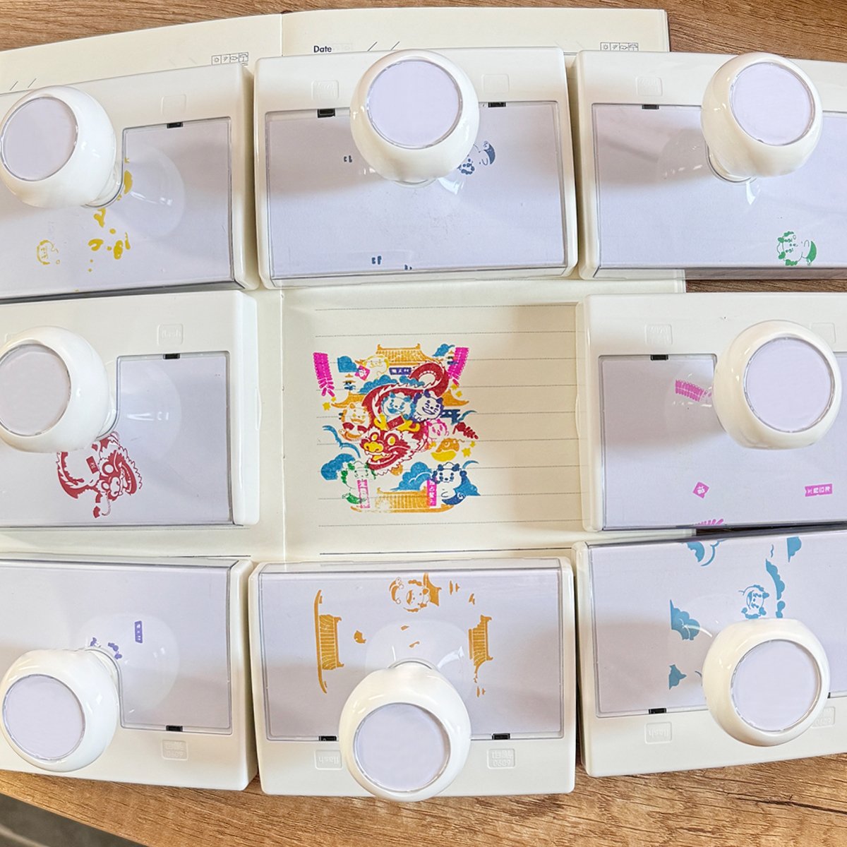 Custom multi-color superimpose flash stamp pre-inked flash stamp quick dry ink flash stamp