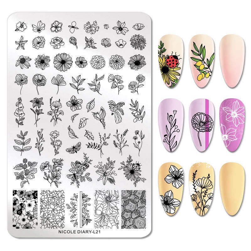 Professional Flower Custom Stainless Steel Stamp Plate Tool Image Kit Template Oem Polish Nail Art Stamping Plates