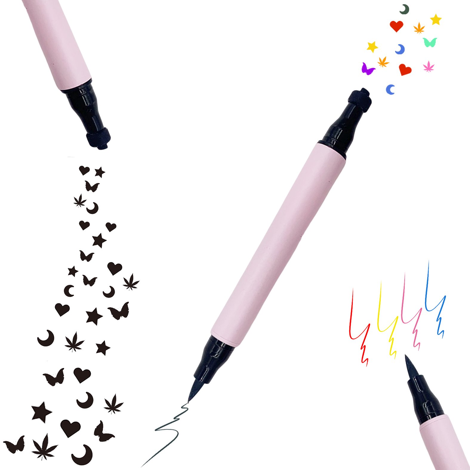 New Vegan Makeup Double-headed Eyeliner Ink Stamp Pen Waterproof Longlasting Liquid Heart Stamp Seal Eyeliner Pen Eye Beauty