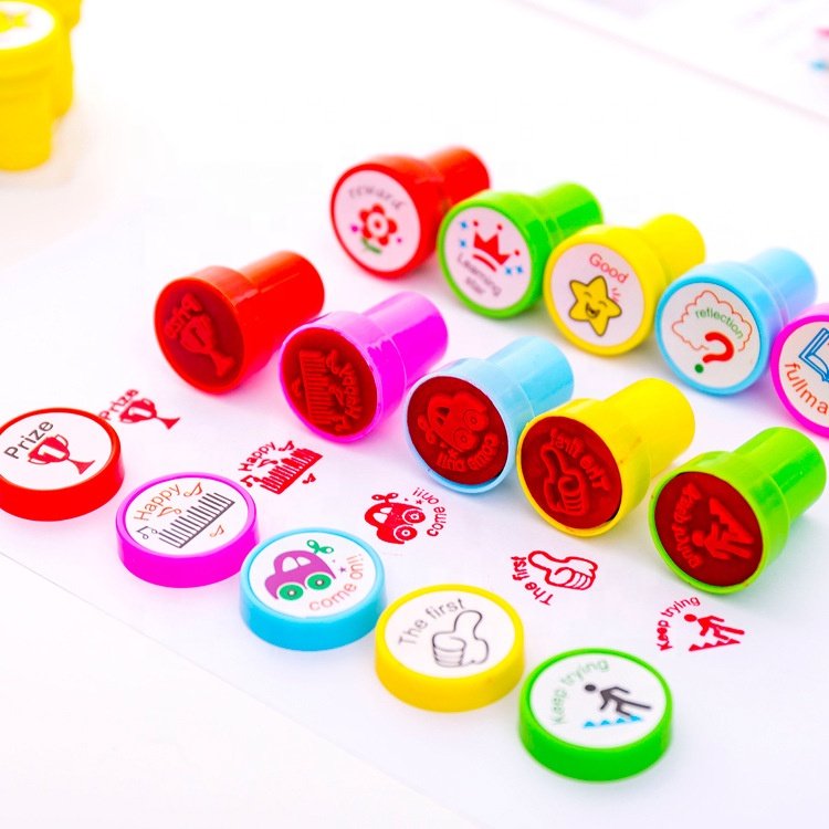 Cute Cartoon Kids Stamp Set Motivation Stamp Funny Self-inking Teacher Stamp