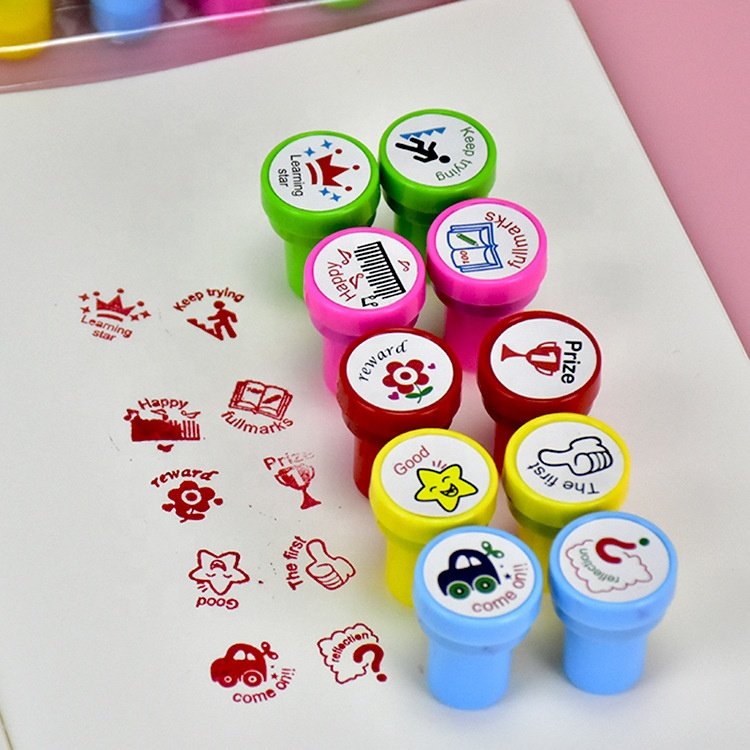 Cute Cartoon Kids Stamp Set Motivation Stamp Funny Self-inking Teacher Stamp