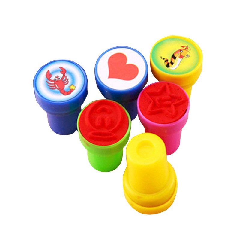 High Quality Customized Kids Cartoon Toy Plastic Self Inking Rubber Stamp Round Shape Custom Logo Stamp