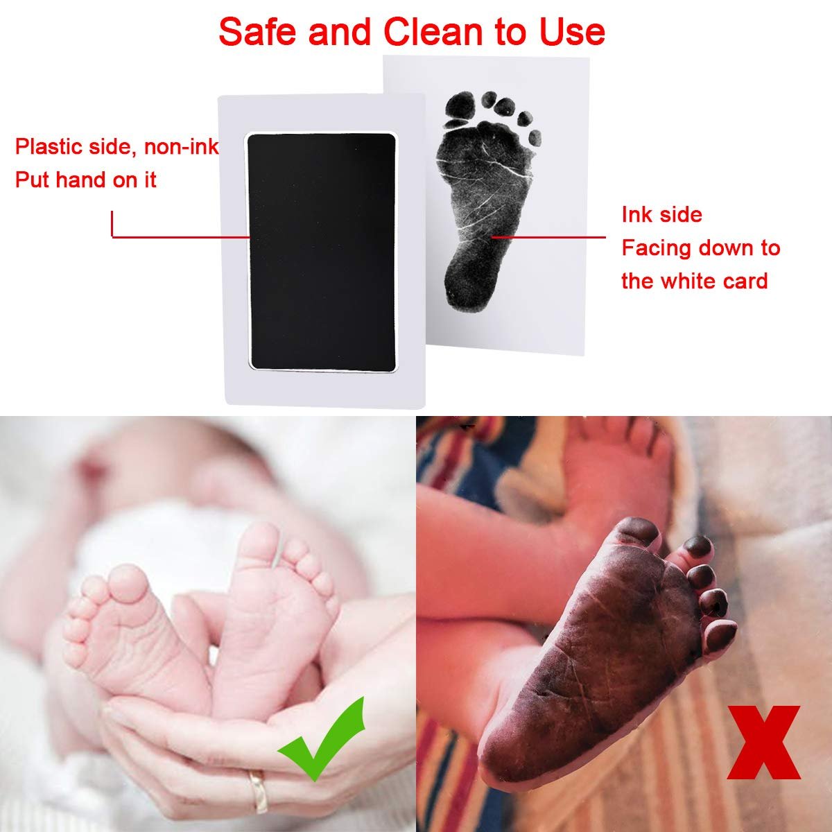 4-pack mess free inkless baby hand and footprint clean touch ink pad for Family Keepsake