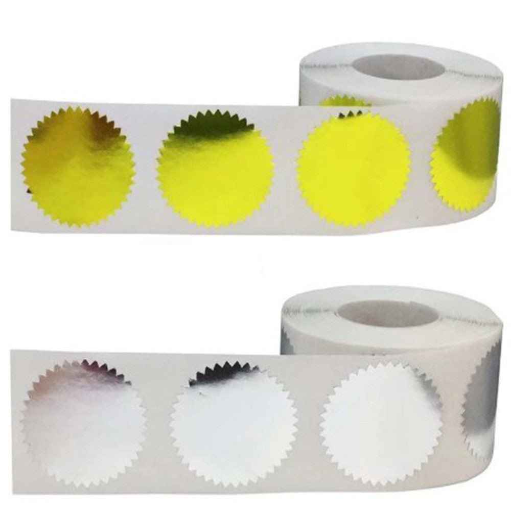 Custom Self-Adhesive-Stickers Matte Gold Silver Embossed LOGO Labels Sealing Stickers Foil Hot Stamping Stickers