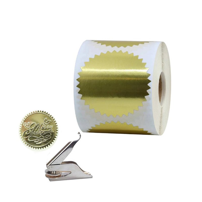 Custom Self-Adhesive-Stickers Matte Gold Silver Embossed LOGO Labels Sealing Stickers Foil Hot Stamping Stickers