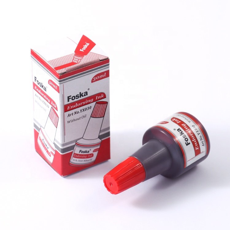 Foska MDSD Certification Washable Ink 30ml Water Base Non Toxic Stamp Pad Ink for Office Use