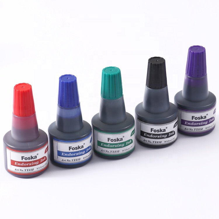 Foska MDSD Certification Washable Ink 30ml Water Base Non Toxic Stamp Pad Ink for Office Use