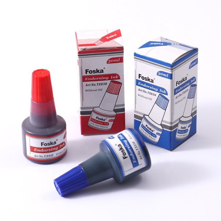 Foska MDSD Certification Washable Ink 30ml Water Base Non Toxic Stamp Pad Ink for Office Use