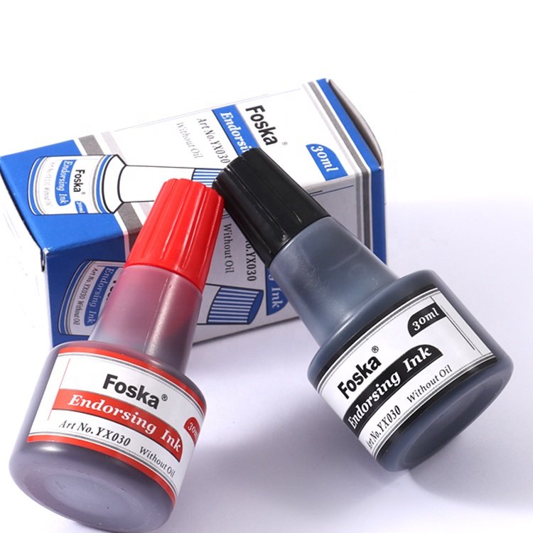 Foska MDSD Certification Washable Ink 30ml Water Base Non Toxic Stamp Pad Ink for Office Use
