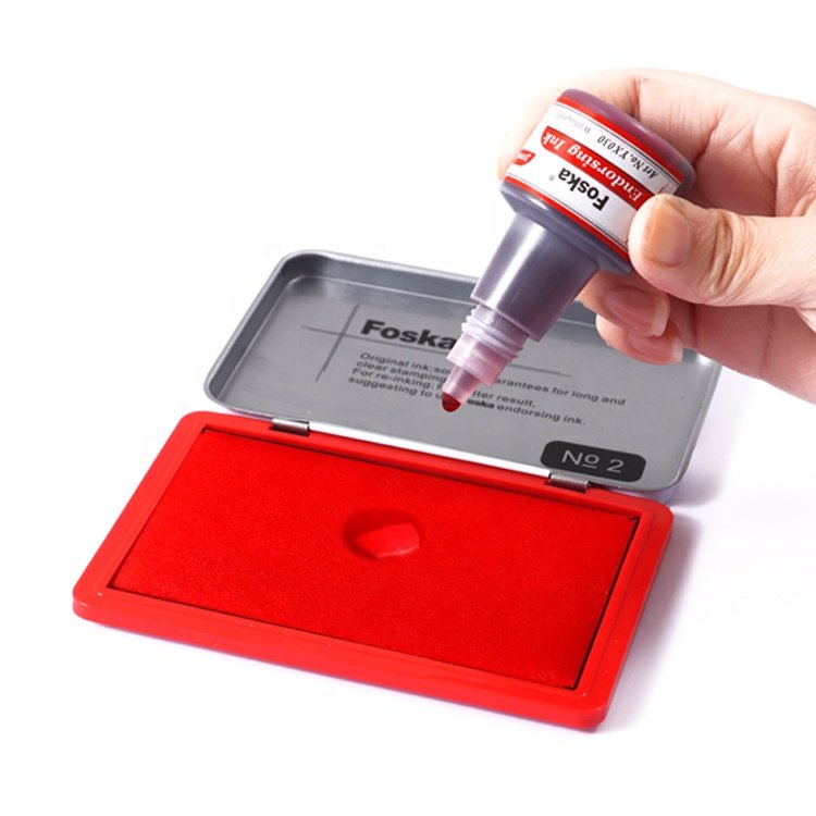 Foska MDSD Certification Washable Ink 30ml Water Base Non Toxic Stamp Pad Ink for Office Use