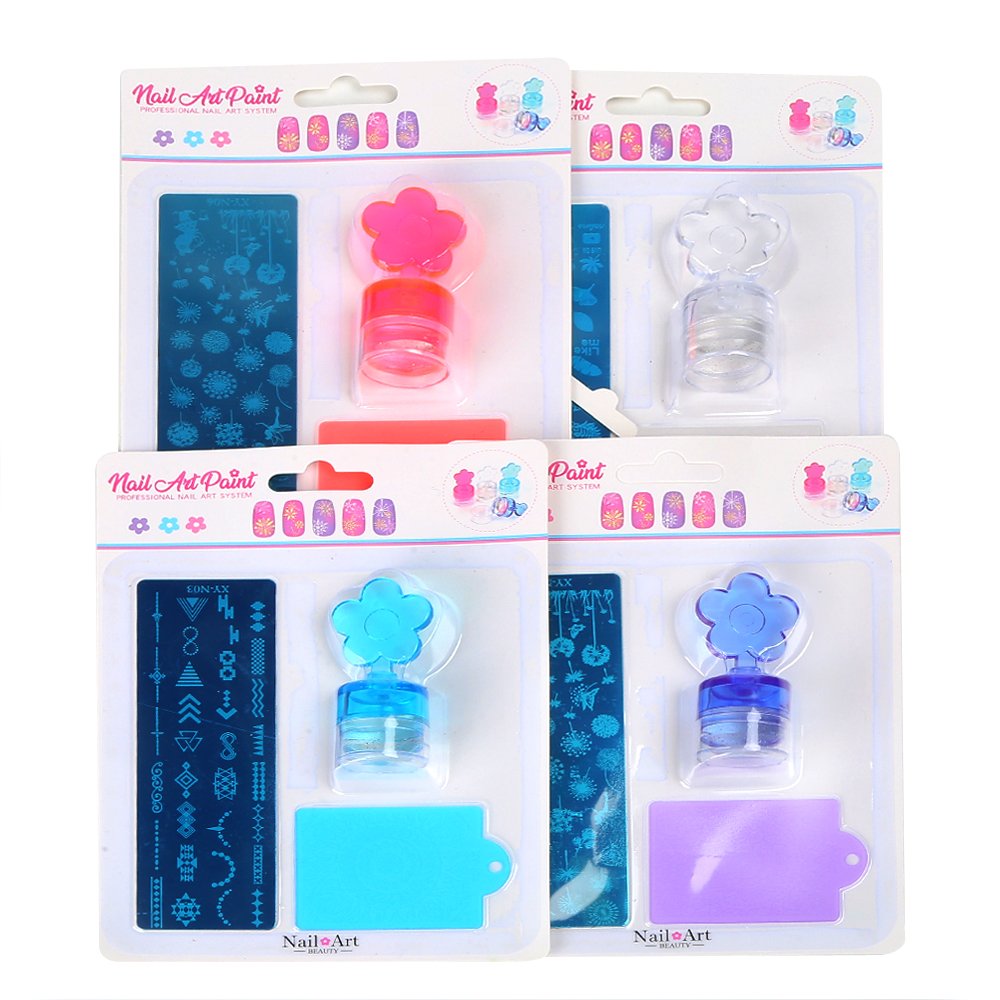 Set of 4x12cm Nail Art Stamper Plates for Creative Stamping Designs Essential Tool for Nail Art enthusiasts