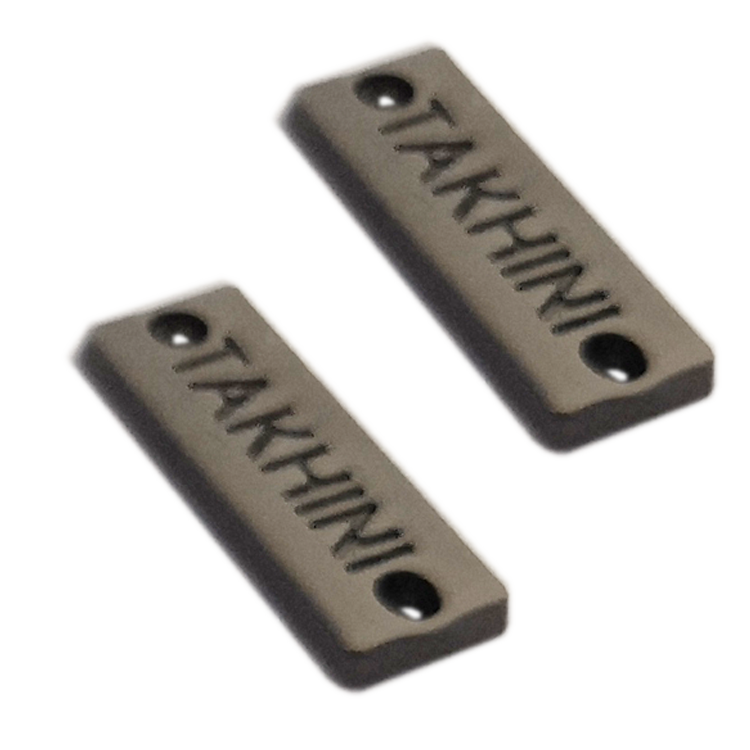 Manufacturer stamp name logo custom 2 hole metal labels tags plates for shoes