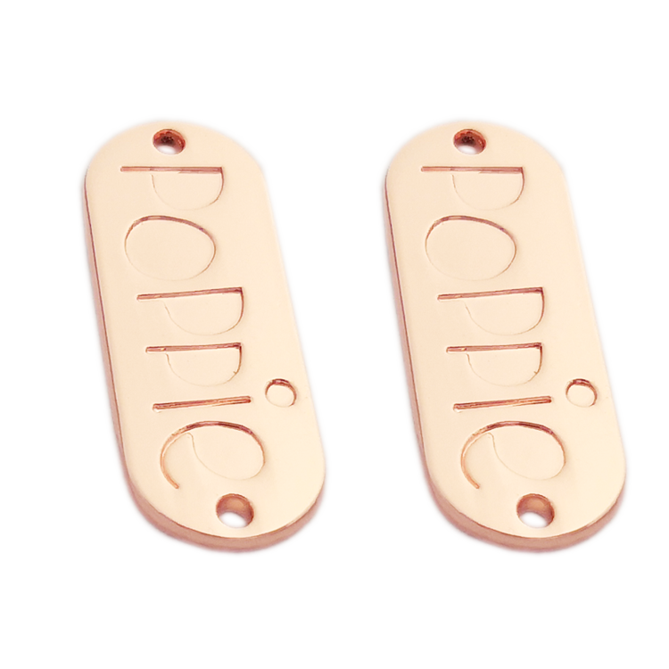 Manufacturer stamp name logo custom 2 hole metal labels tags plates for shoes