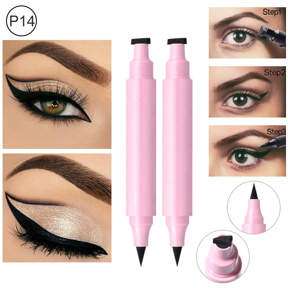 Custom Logo Eyeliner Stamp Waterproof 2 in 1 Eyeliner Pink Winged Eyeliner Stamp Liquid Customized Eyes Makeup Pls Contact Us
