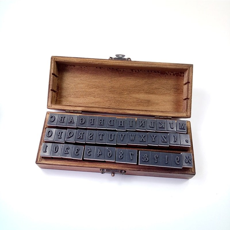 42 pcs/box Classic Design Capital Letters Numbers Stamp Vintage Wooden Craft Box Alphabet clear rubber Stamp For DIY decoration