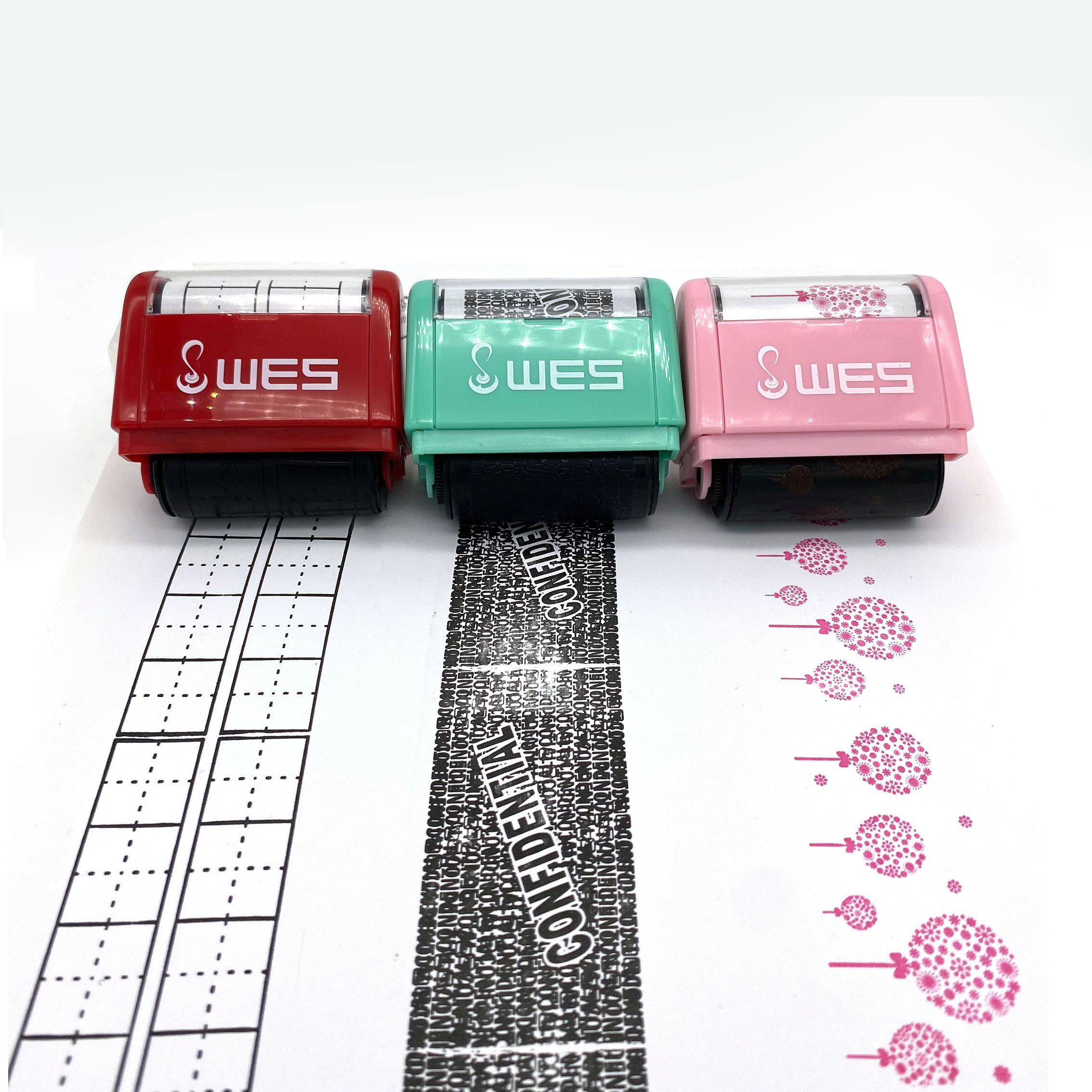 Identity theft protection roller stamp WES R-2442 flash stamp