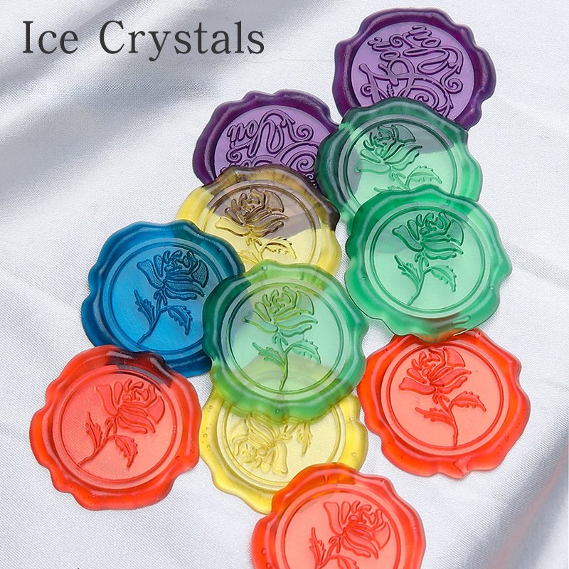 Customized Ice Crystal Wax Seal Sticker New Product Semi transparent Fire Paint Seal Sticker