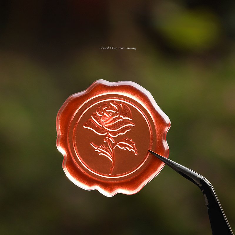 Customized Ice Crystal Wax Seal Sticker New Product Semi transparent Fire Paint Seal Sticker