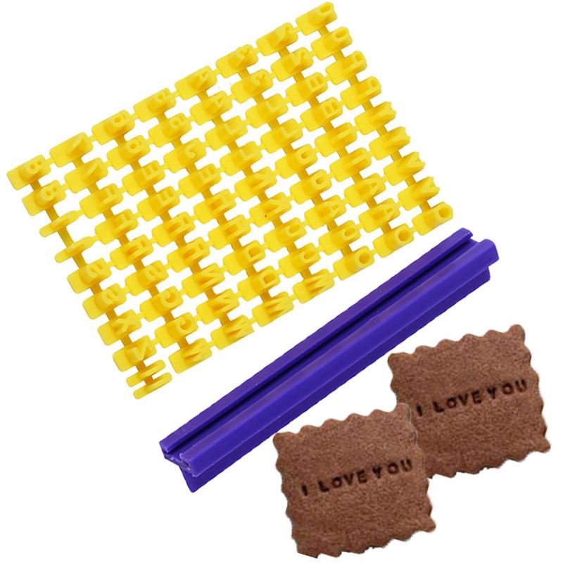 72 Pieces Plastic Biscuit Letter Stamps Reusable Alphabet Cookie Letters Stamp for Cake Decoration