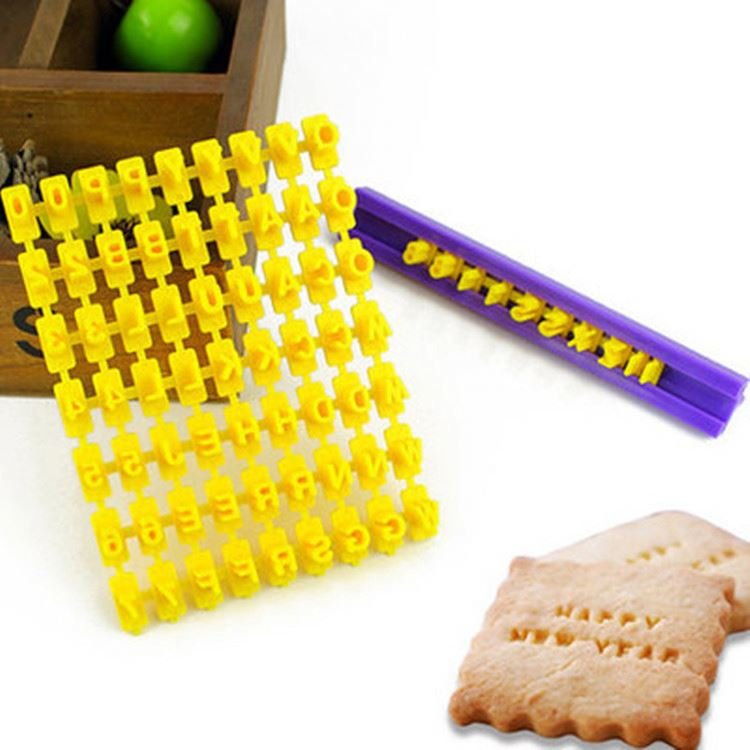 72 Pieces Plastic Biscuit Letter Stamps Reusable Alphabet Cookie Letters Stamp for Cake Decoration