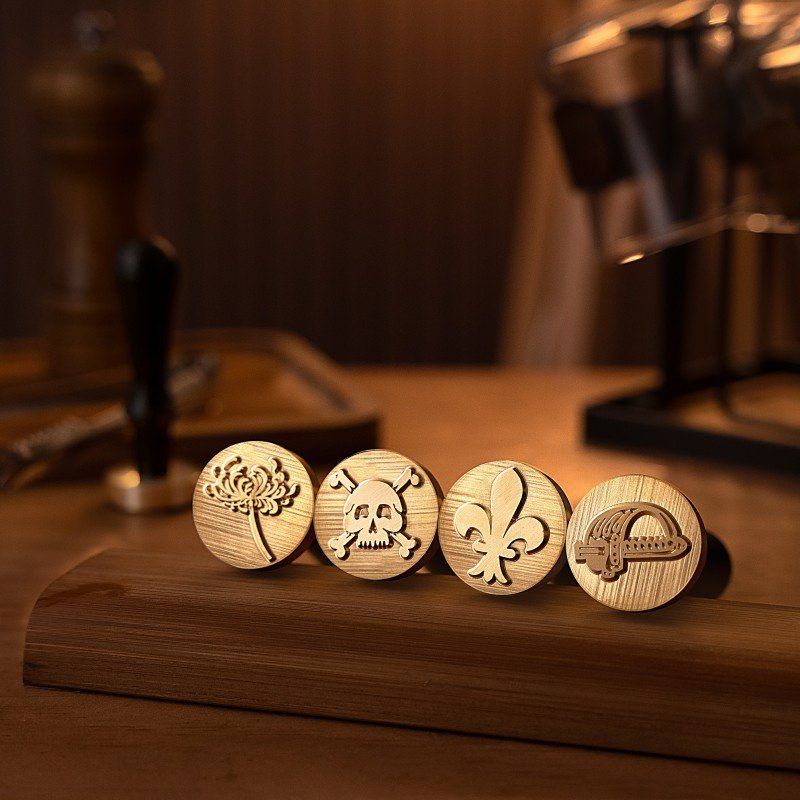 Skull pattern JY Ice Stamp ice Cube Stamp with Removable Brass Head & Wood Handle for Cocktail Whiskey