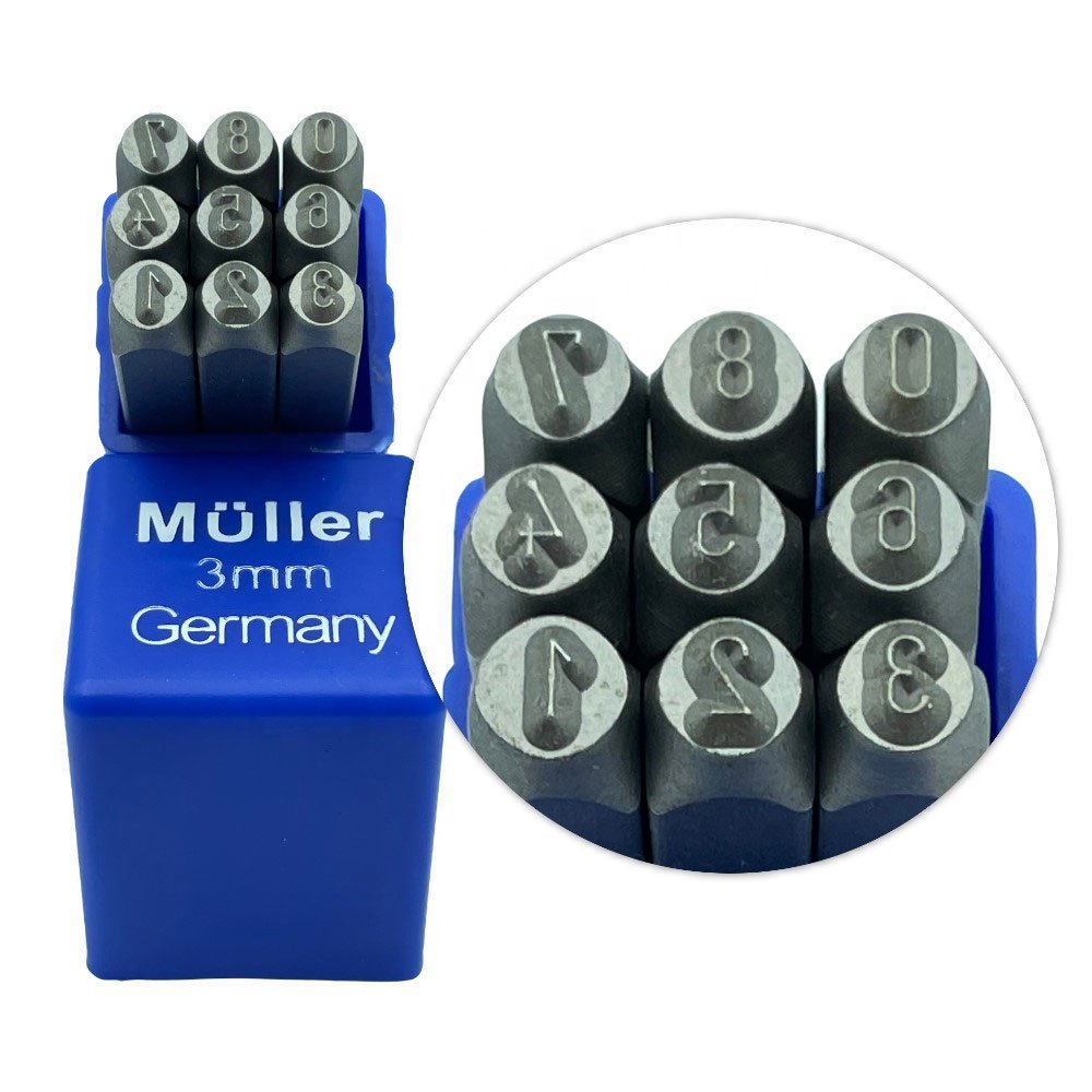 German Font Number 3mm metal steel stamp set