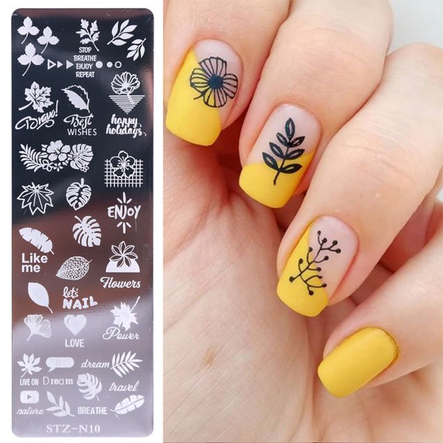 Nail Beauty Design 12 Style Different designs cute Nail art stamp rectangle Nail Stamping Template