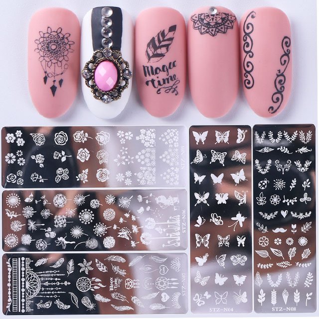 Nail Beauty Design 12 Style Different designs cute Nail art stamp rectangle Nail Stamping Template