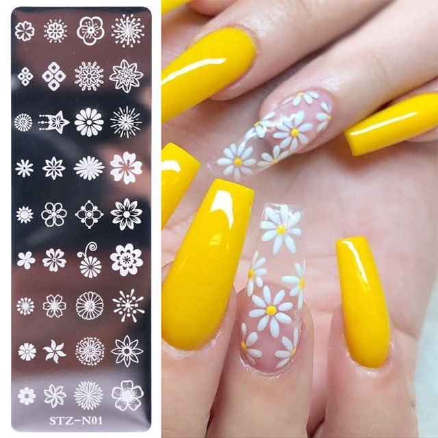 Nail Beauty Design 12 Style Different designs cute Nail art stamp rectangle Nail Stamping Template