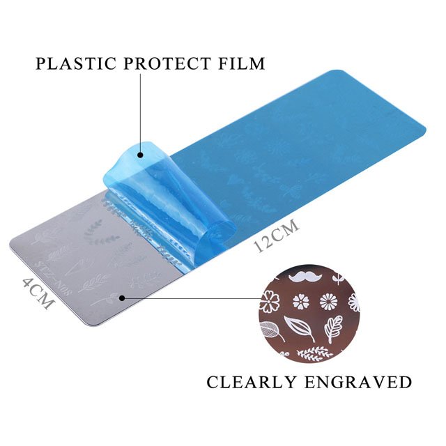Nail Beauty Design 12 Style Different designs cute Nail art stamp rectangle Nail Stamping Template
