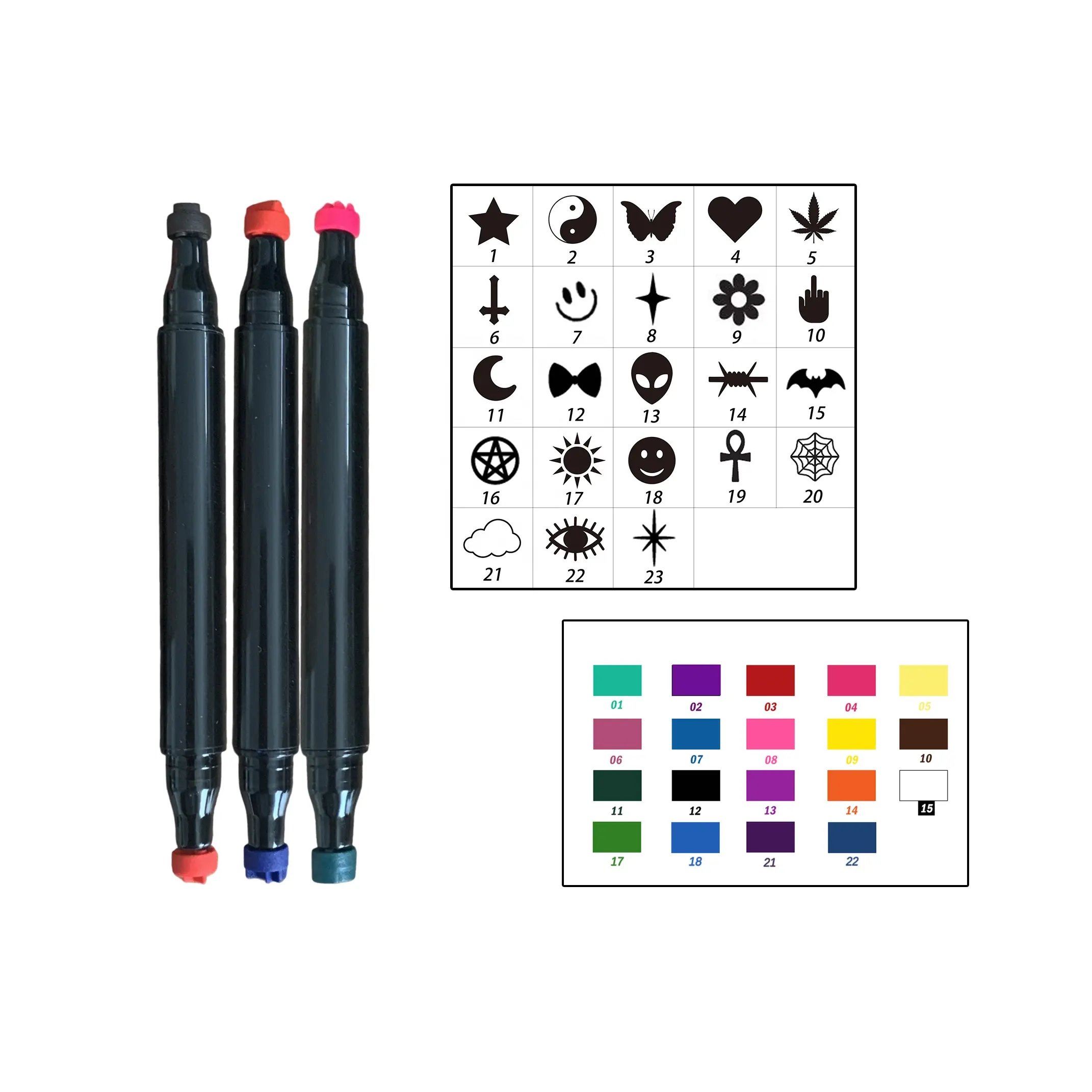 Private Label 22 Colors Fast Dry Black Double-Ended Eye Liner With Stamp Long Lasting Waterproof Liquid Eyeliner Pen