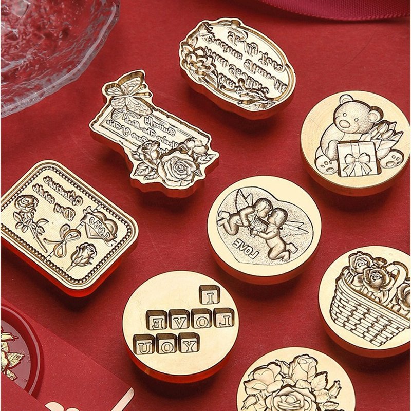 Valentine's Day Series Matte Craftsmanship - Solid Brass Stamp Embossed Wax Bead Metal Head Manufacturer Wholesale