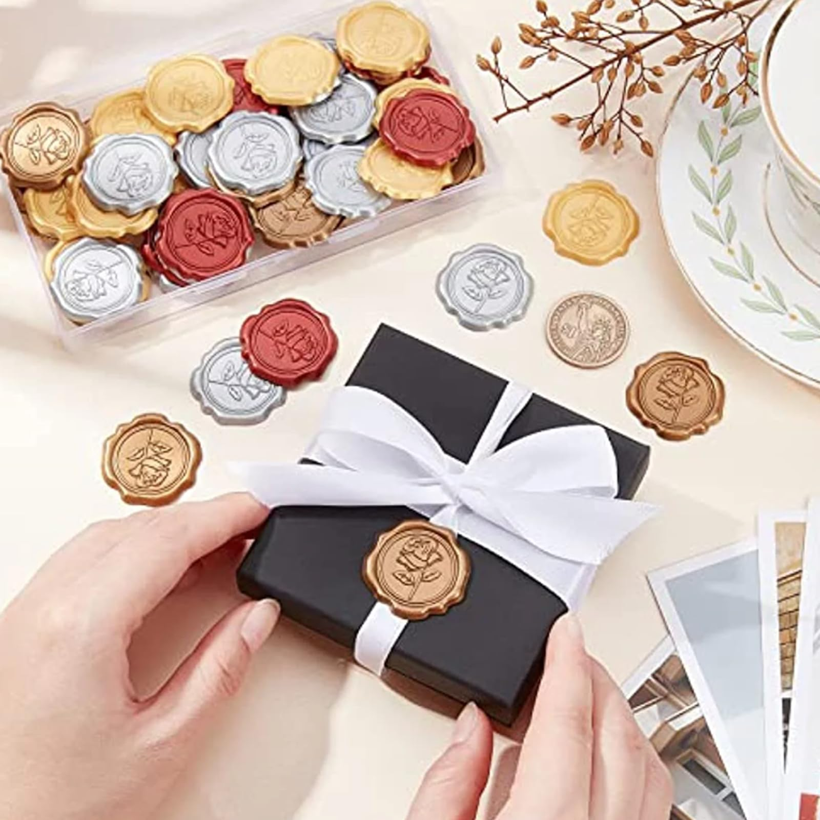 card wine packing Art Guest Invitation Wedding bride event stationery Present customize Gift Wrapping Wax seal Sticker