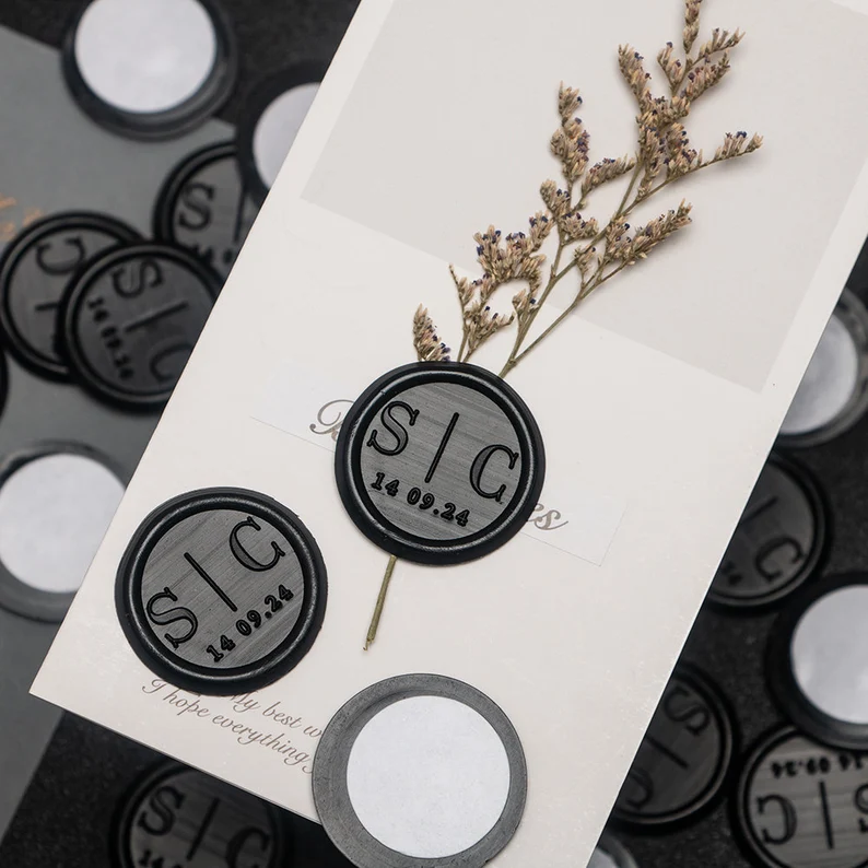 card wine packing Art Guest Invitation Wedding bride event stationery Present customize Gift Wrapping Wax seal Sticker