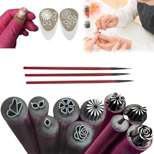 6Pcs Nail Art Stamp Pen Set Nail Art Tools Different Flower Nail Graffiti Dotting Tools