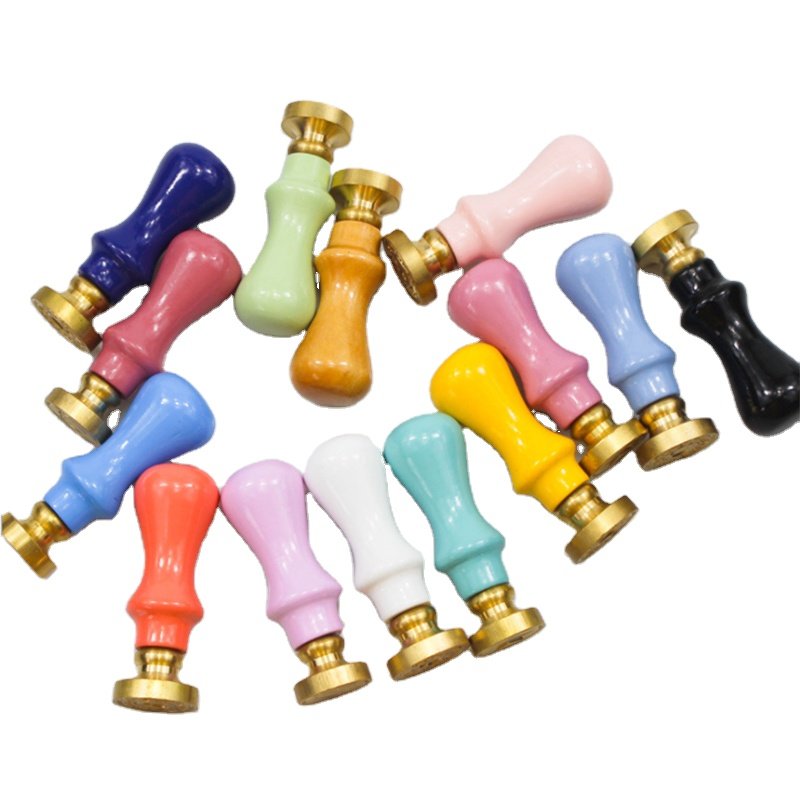 Wood Handle Wax Seal Stamp Accessories Portable Mini DIY Seal Tool Retro Macaron Color Postcard Gifts Decorative Supply