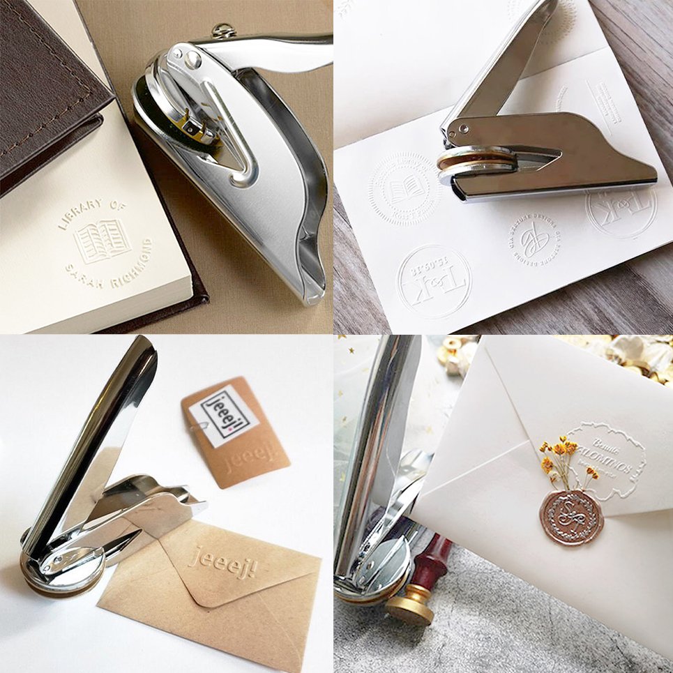 Metal handheld commercial paper custom logo gold sliver rose gold metal embossing stamp