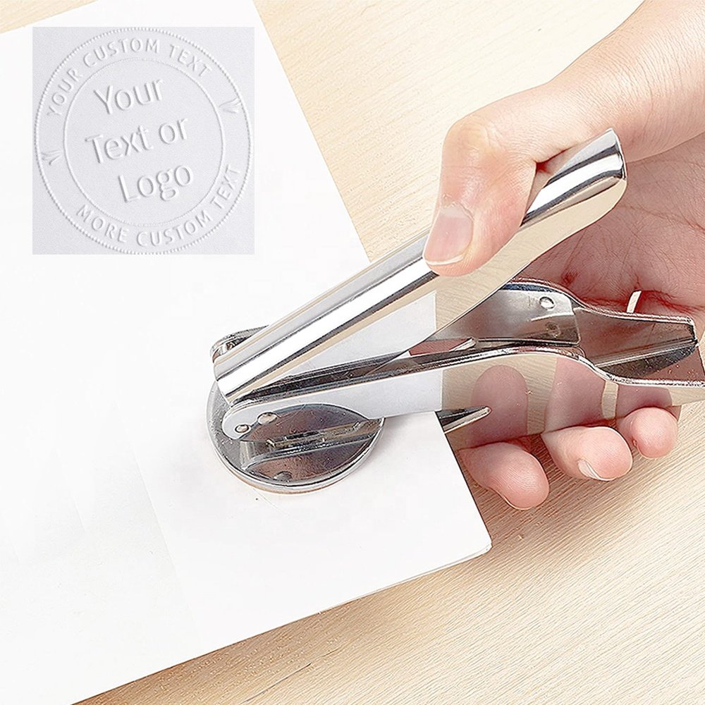 Metal handheld commercial paper custom logo gold sliver rose gold metal embossing stamp