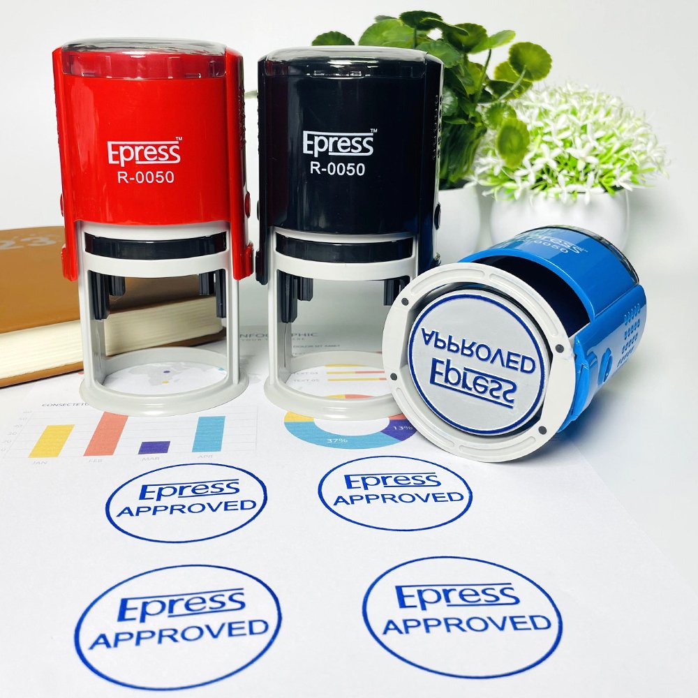 High quality Custom Logo Stamps 50 mm Big Size Company Seal Self Inking Stamp Notary Paper Logo Round Rubber Stamps