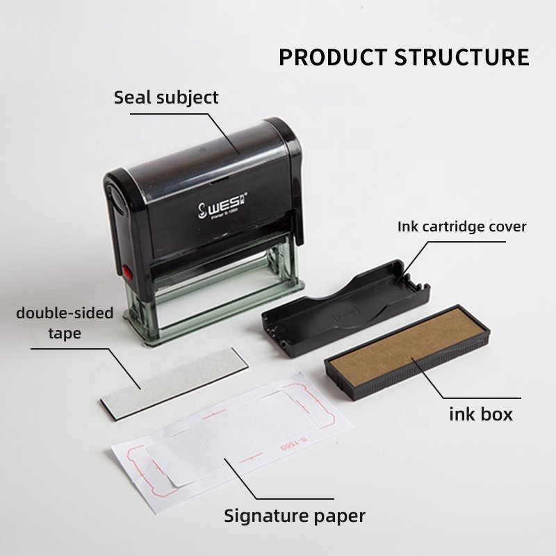 High Quality Self-Inking Rubber Stamp WES Self Ink Stamp for Office Use Made of Durable Plastic Material