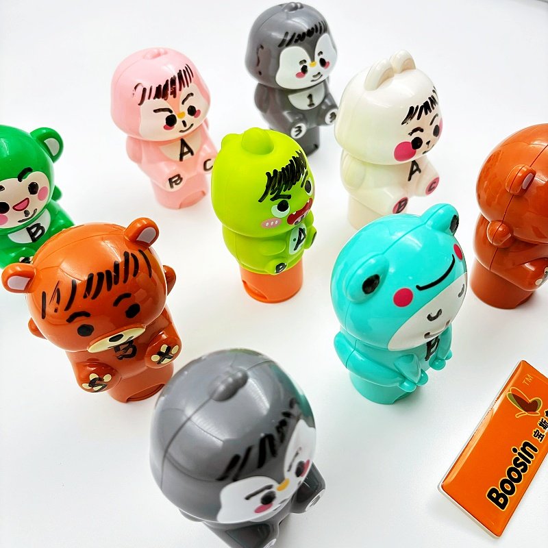 Hot Sale DIY Kids Toy Educational Magic Seal Stamp Pen and Reusable Sticker Set Cute ABS Plastic Roller Stamp for Children