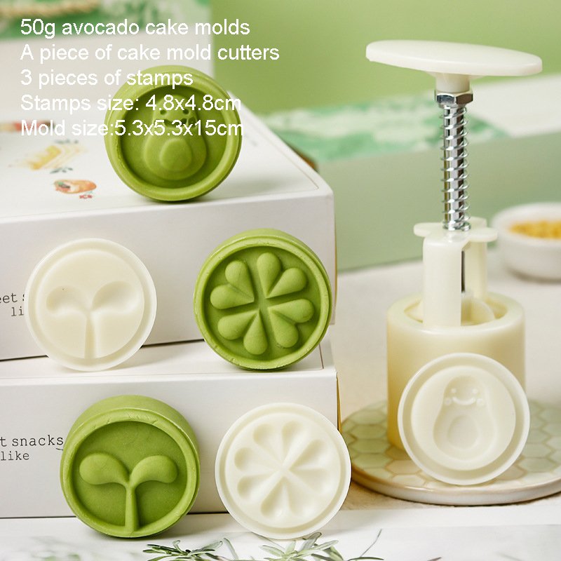 MorSun 50g Mid Autumn Festival Avocado Mooncake Mold Hand-Pressure Cookie Bakery Pastry Pumpkin Pie Stamps DIY Patterns Tools