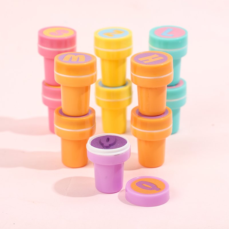 26 Alphabet Self Inking Letter Stamp Round Rubber Stamp Plastic Number Stamp Sets for kids