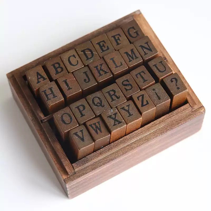 STICKERS PUNK 28 Pcs Alphabet Stamps Vintage Wooden Rubber Letter Number Symbol Stamp Set For Diy Craft Card Making 03546