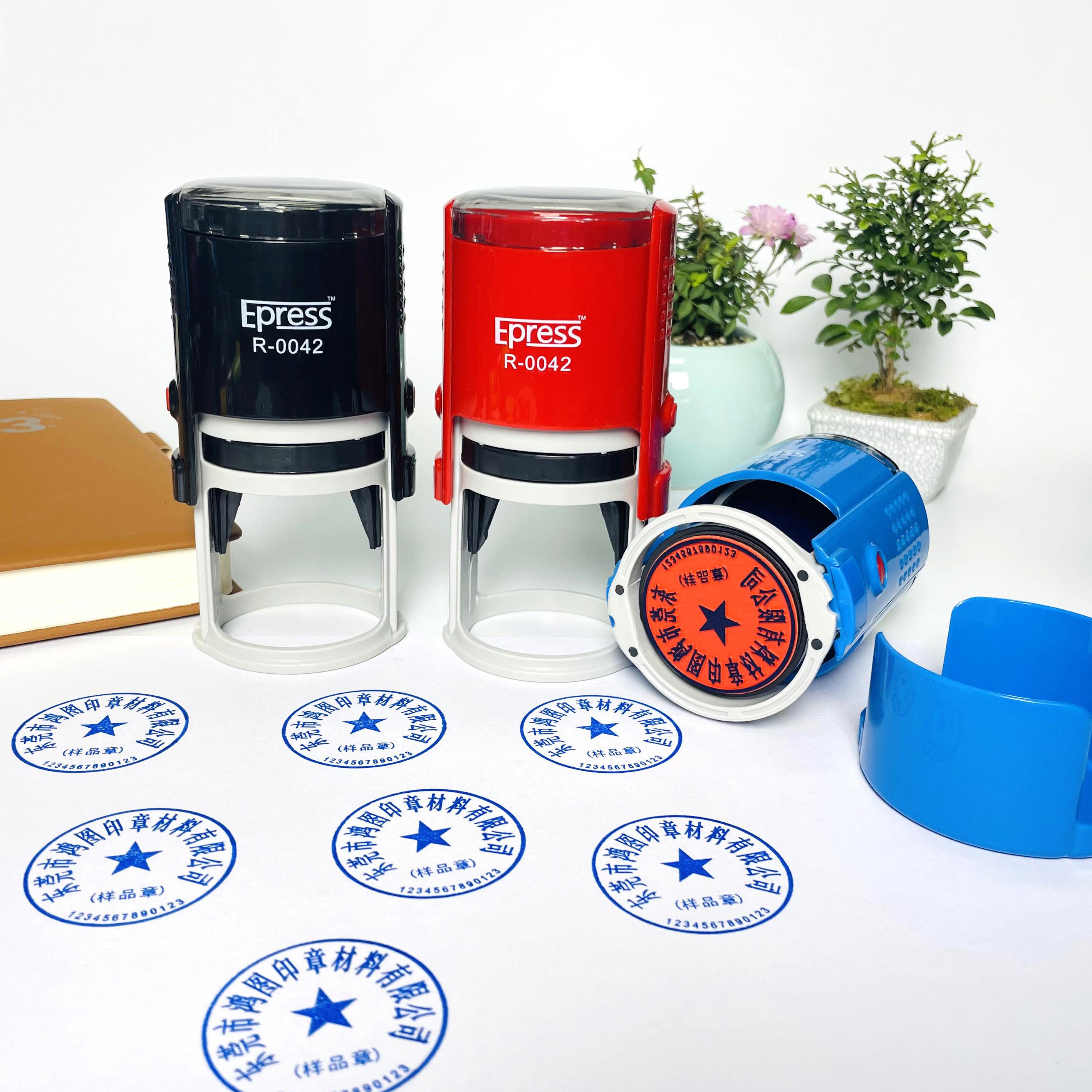 Custom Rubber Office Self Inking Stamp Round Rubber Stamp With Ink Color And Ink Pad